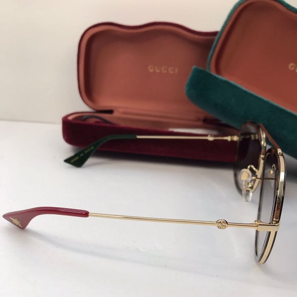 New - 💯 Original GUCCIAcetate Aviator Sunglasses GG0062S Tortoise - Picture 5 of 11